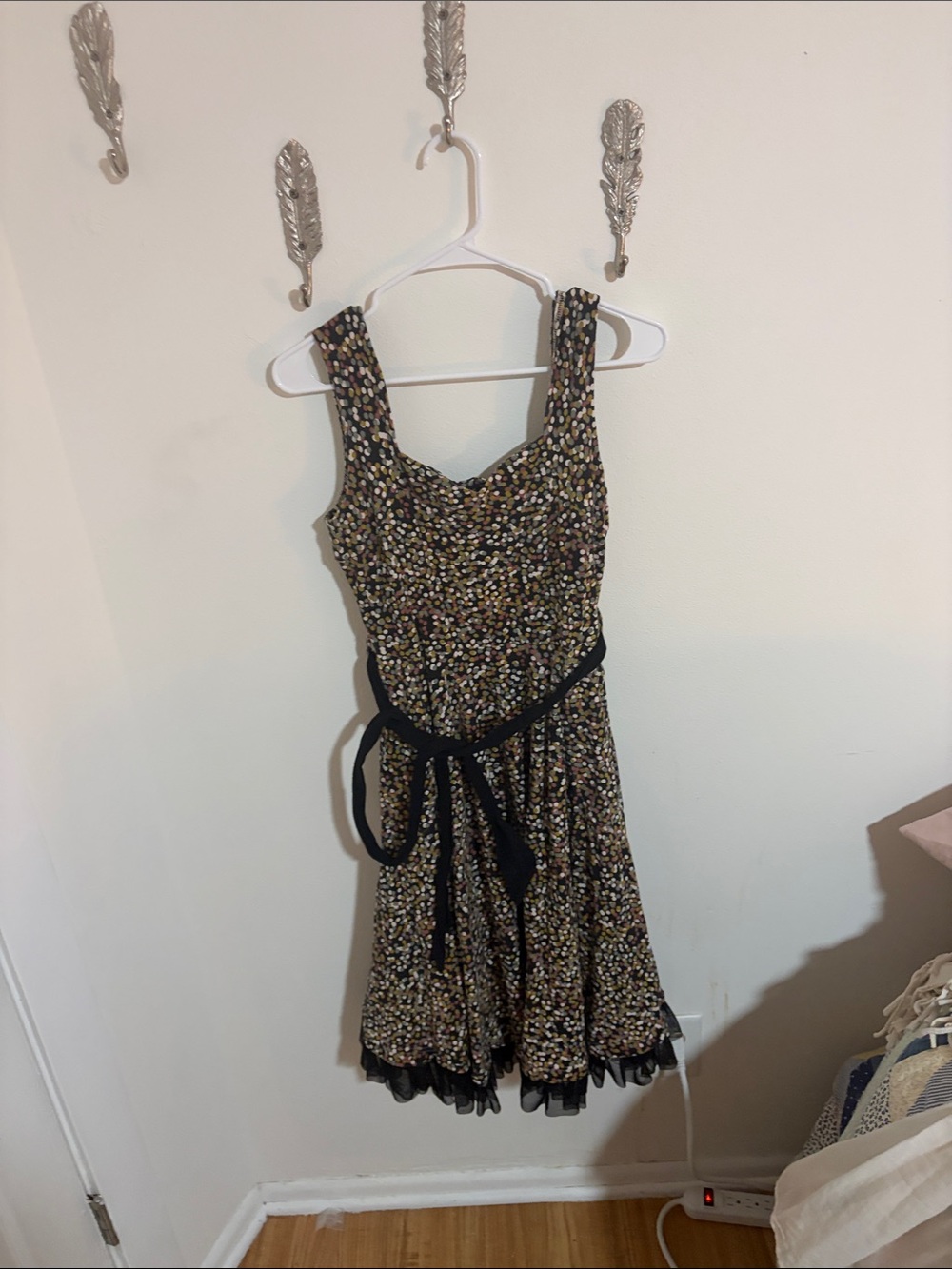 Effie's Heart Black Dress with Multicolor Dot Print